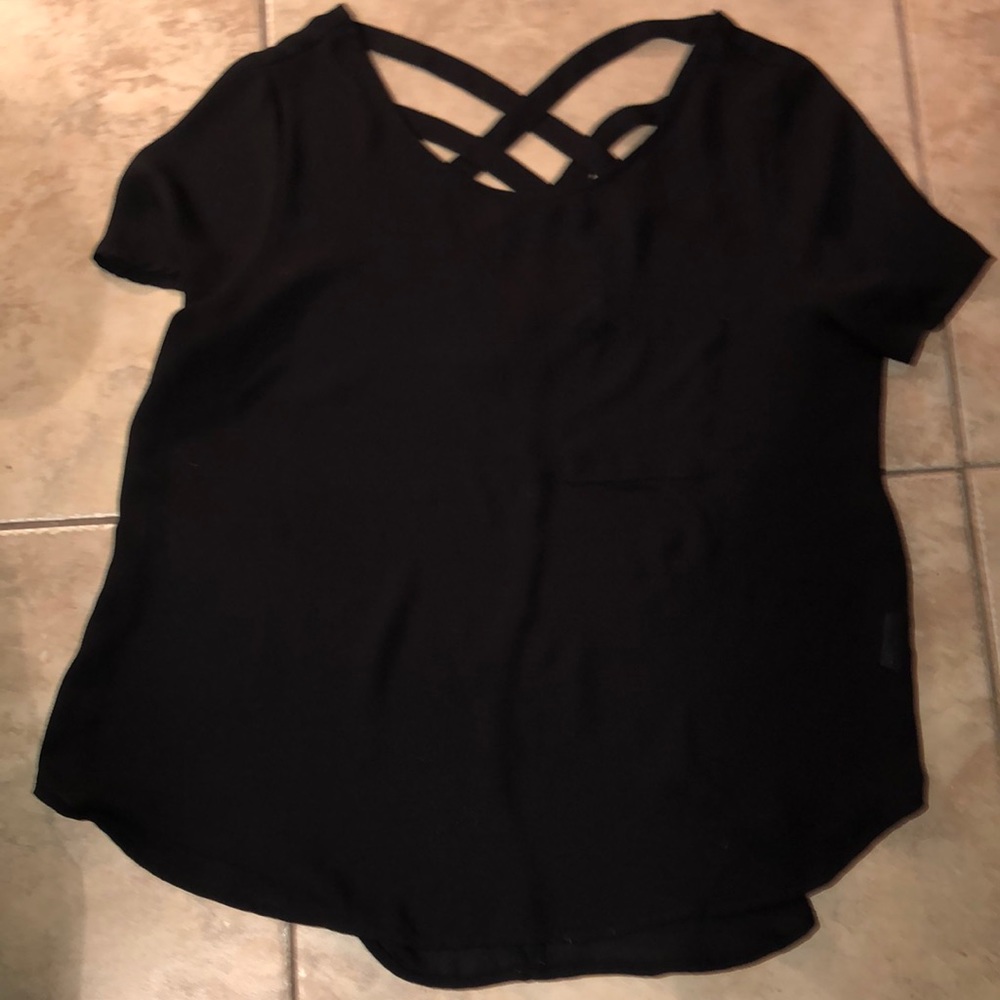 Black Blouse Criss/Cross Back
